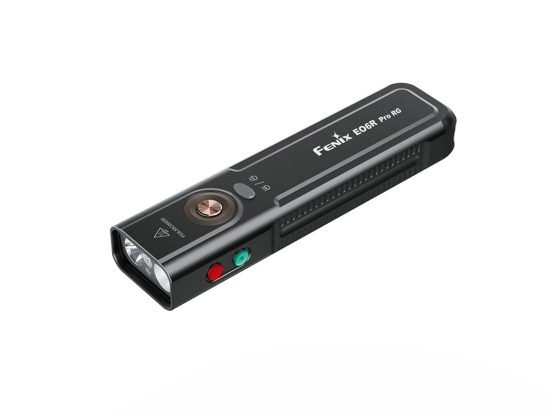 Fenix E06R Pro RG Green Laser Flashlight on a white background
