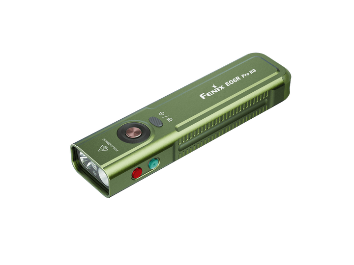 Fenix E06R Pro RG Green Laser Flashlight on a white background