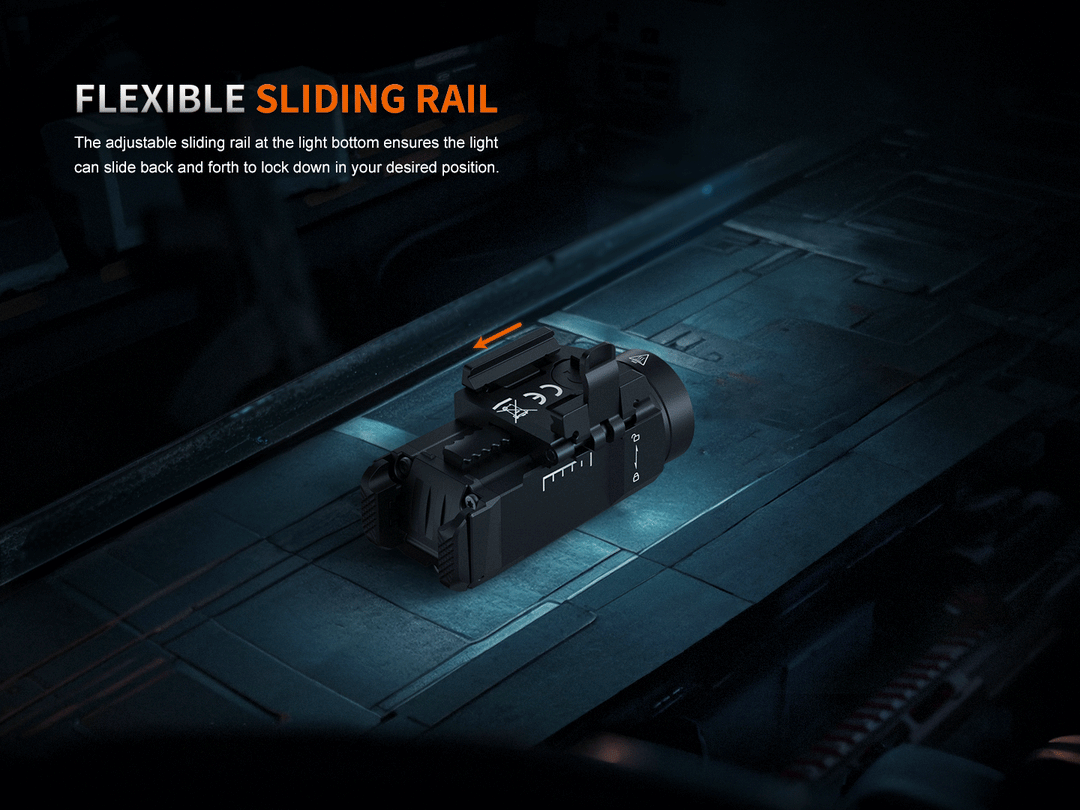 A GIF showing the sliding rail of the Fenix GL07 flashlight 