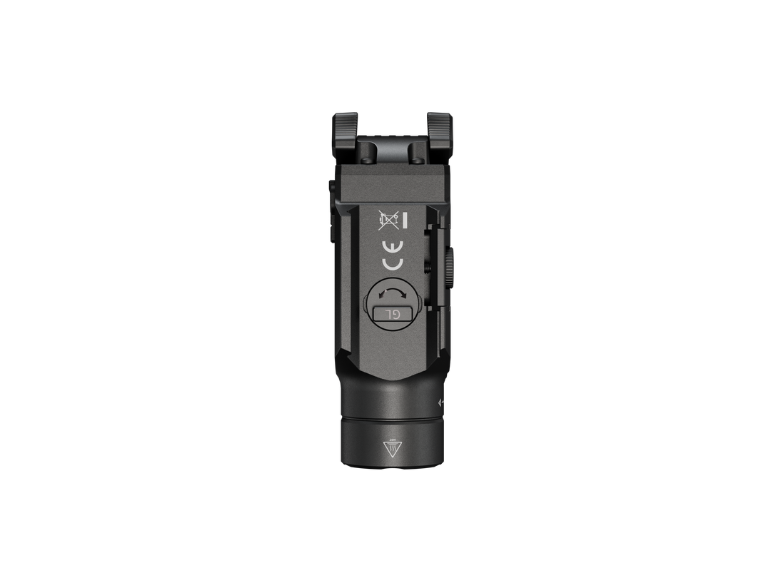Fenix GL23R green laser tactical light as viewed from the bottom
