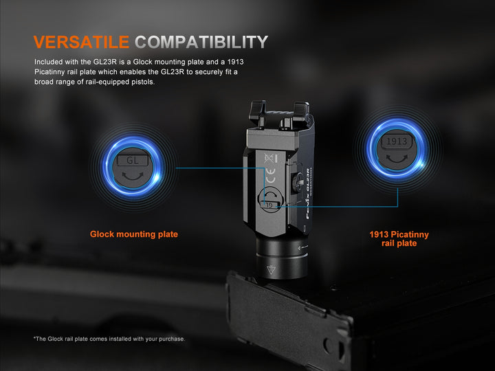 The compatibility plates of the Fenix GL23R green laser tactical light 