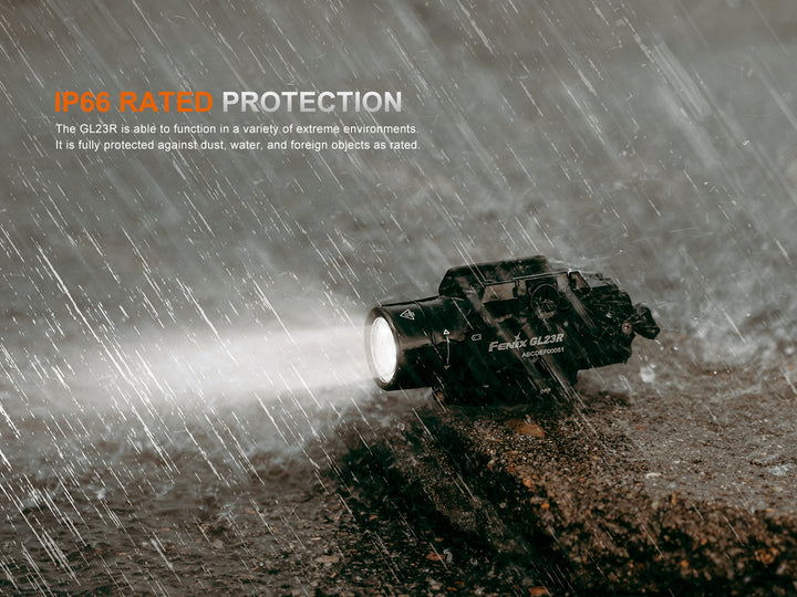 Fenix GL23R green laser tactical light in the rain