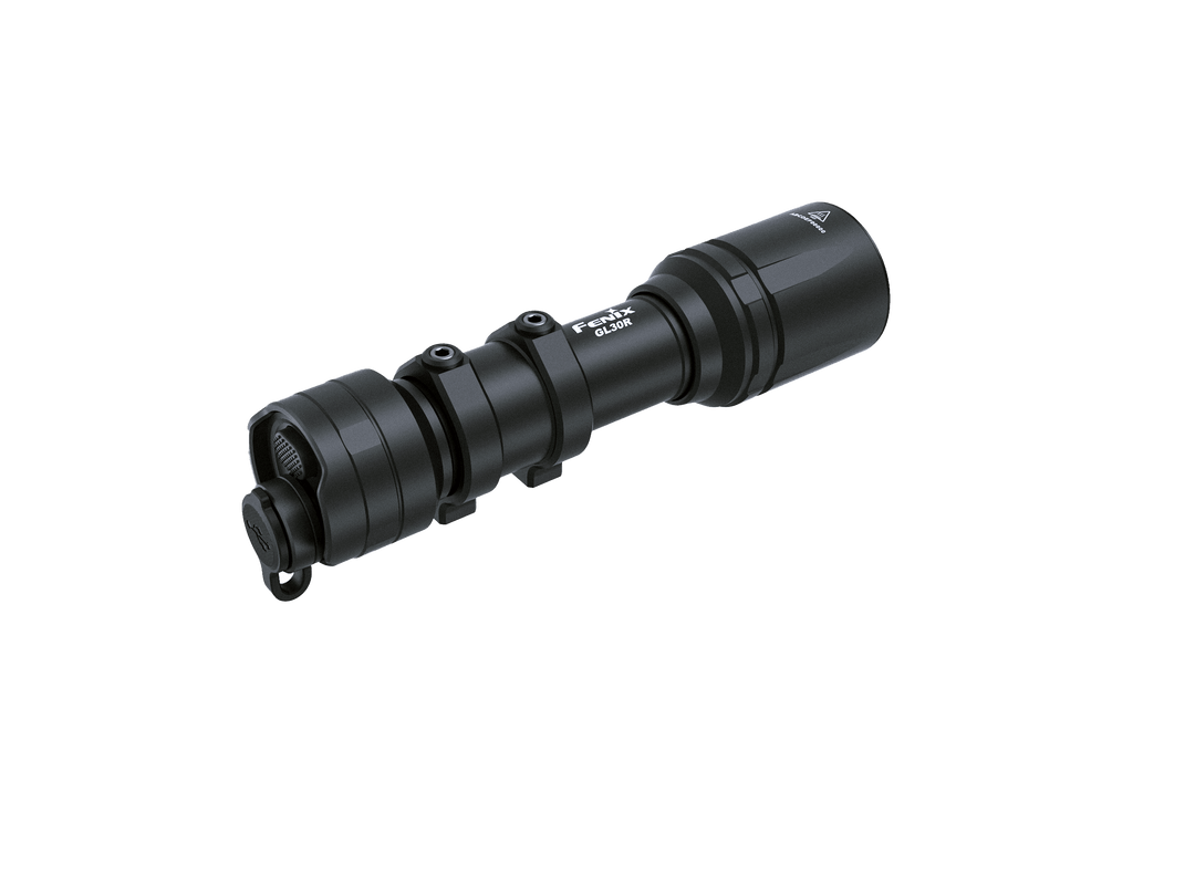 Black Fenix GL30R Mounted Tactical Flashlight on a white background