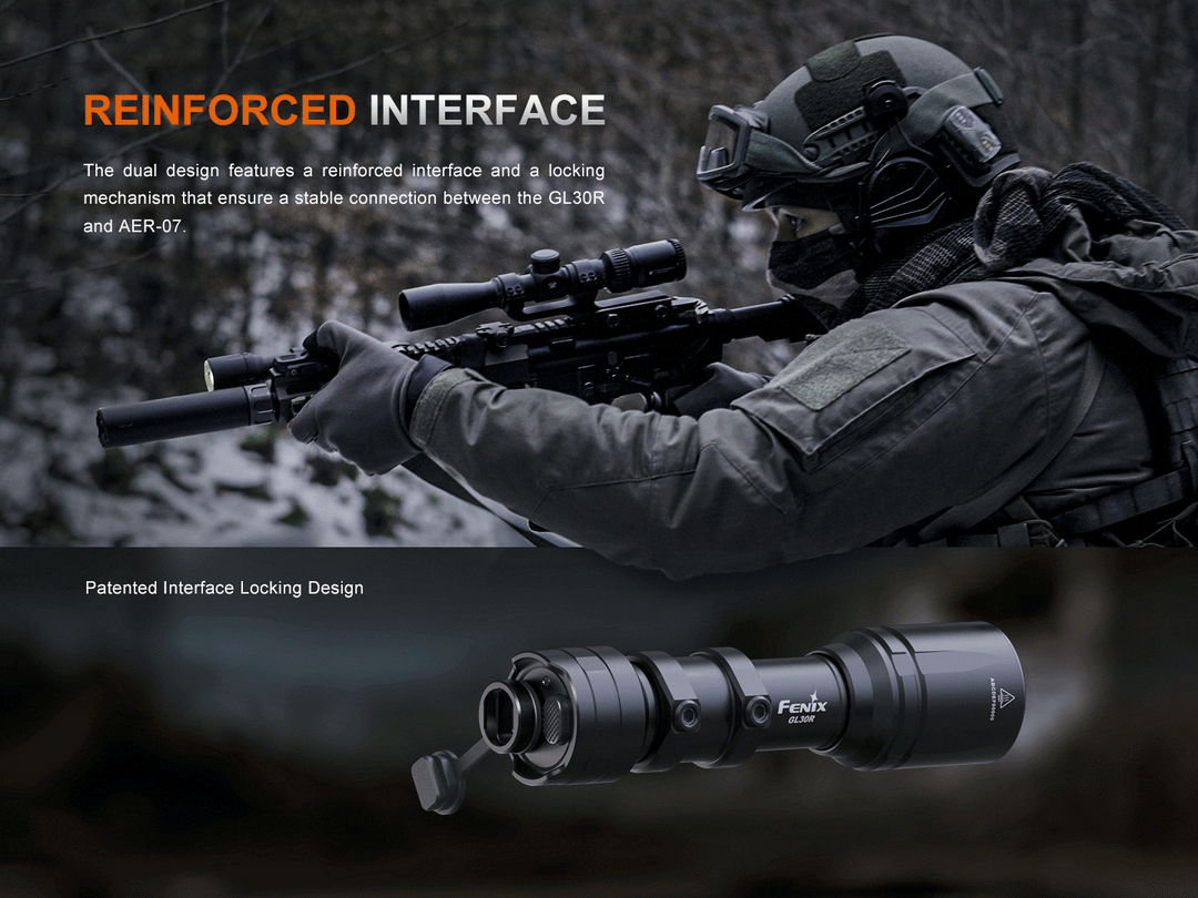 A GIF showing the locking USB interface of the Fenix GL30R Mounted Tactical Flashlight 