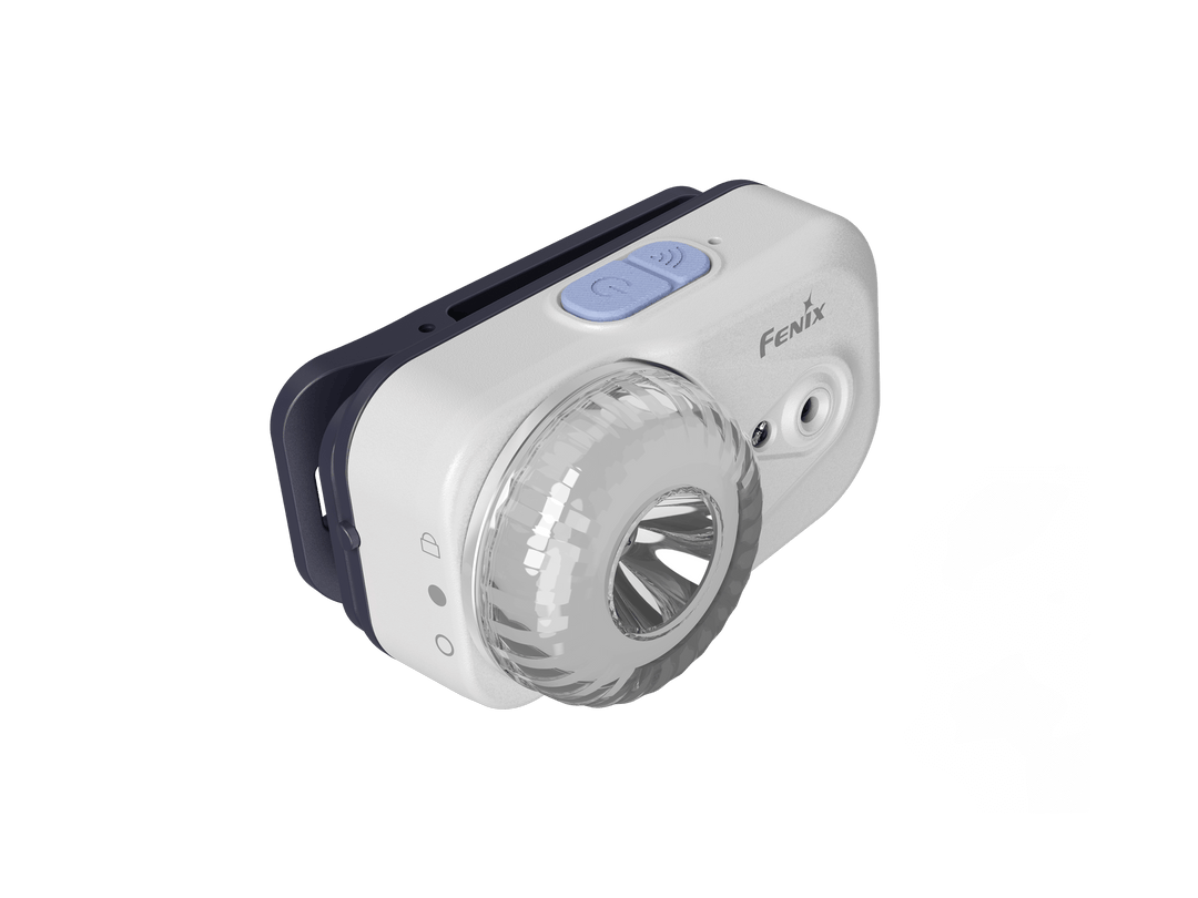 Fenix HL17R Multicolor Headlamp in white as viewed from the top right
