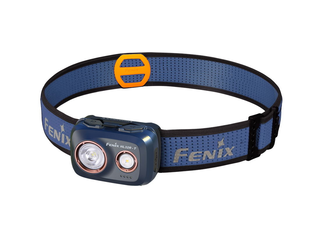 Fenix HL32R-T Trail Running Headlamp in blue as viewed from the front