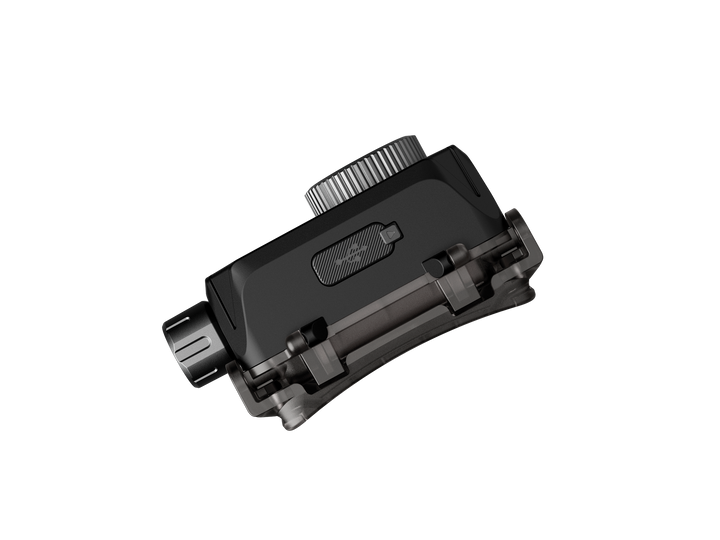 Fenix HL45R focusing headlamp in black as viewed from the bottom