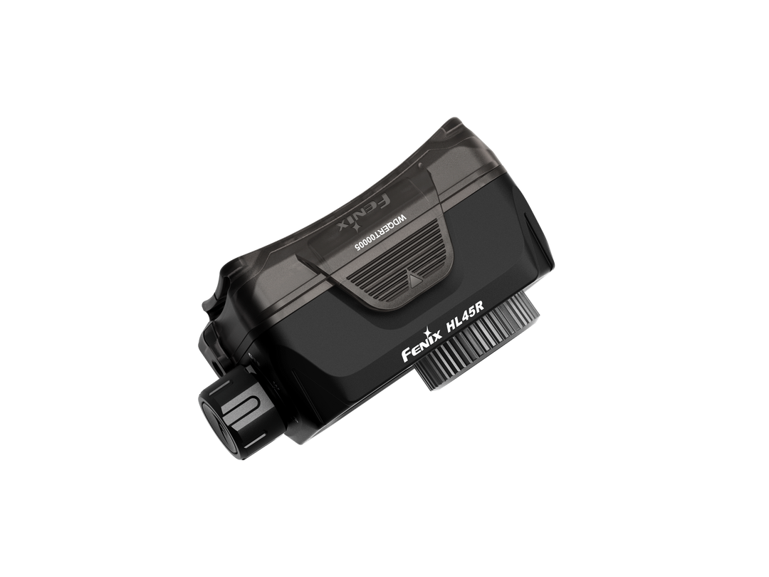 Fenix HL45R focusing headlamp in black as viewed from the top