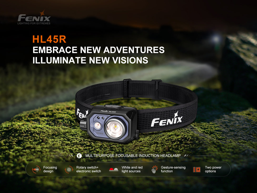 Fenix HL45R headlamp on mossy stone