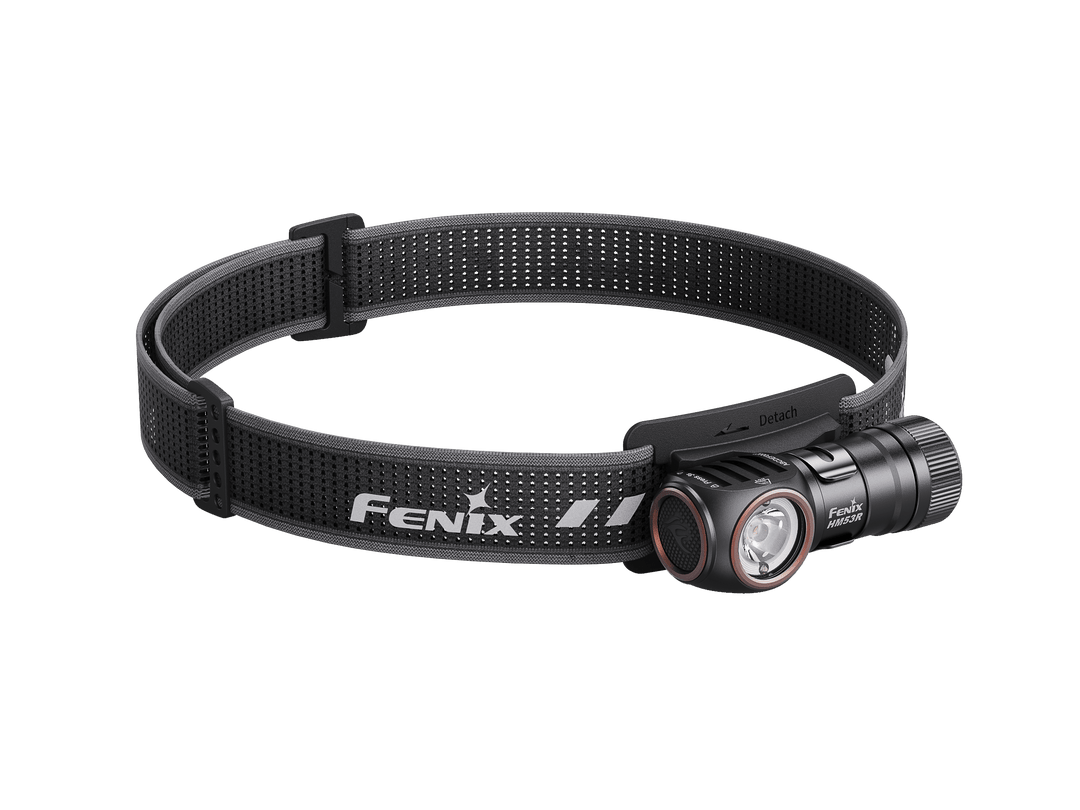 Fenix HM53R headlamp on a black background