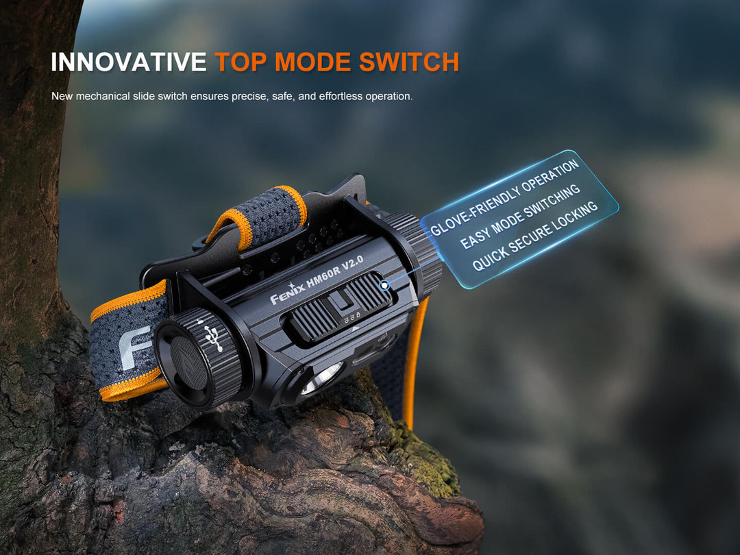 Fenix HM60R V2 headlamp top switch