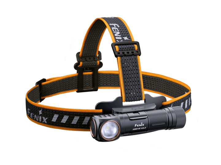 Fenix HM61R V2 rechargeable LED headlamp on transparent background