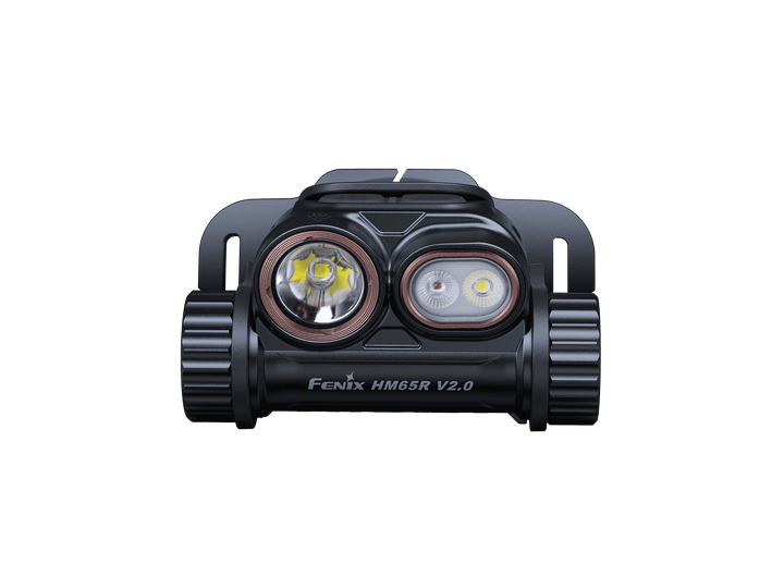 Fenix HM65R V2.0 headlamp on a black background