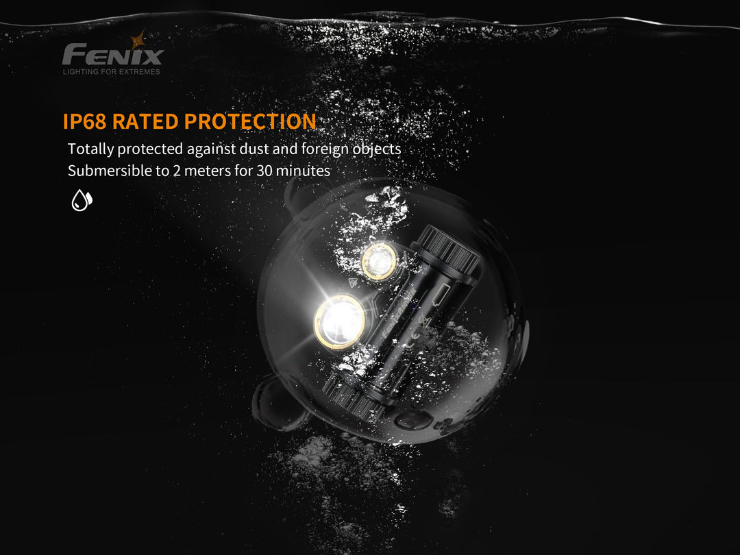 Fenix HM65R rechargeable LED headlamp underwater