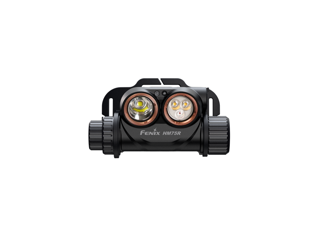 Fenix HM75R rechargeable headlamp as viewed from the front