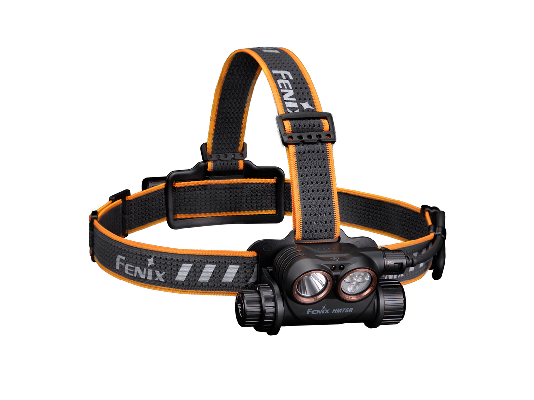 Fenix HM75R rechargeable headlamp as viewed form the front