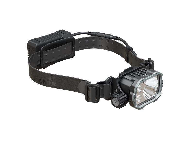 Fenix HP35R SAR search and rescue headlamp from a front left angle