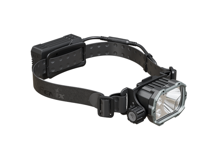 Fenix HP35R SAR search and rescue headlamp from a front left angle