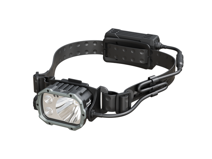 Fenix HP35R SAR search and rescue headlamp as viewed from a front right angle