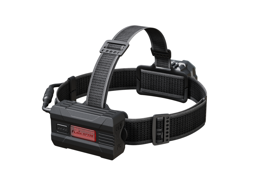 Fenix HP35R search and rescue headlamp as viewed from the back