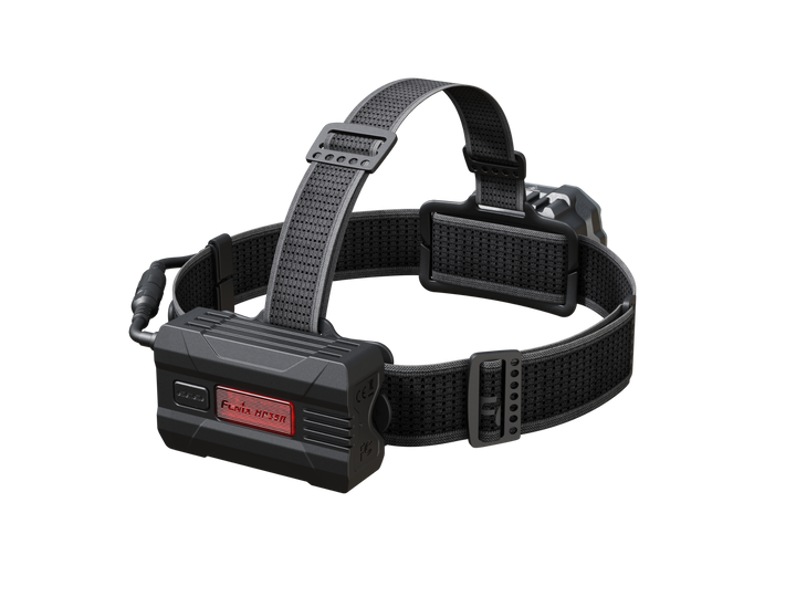 Fenix HP35R search and rescue headlamp as viewed from the back