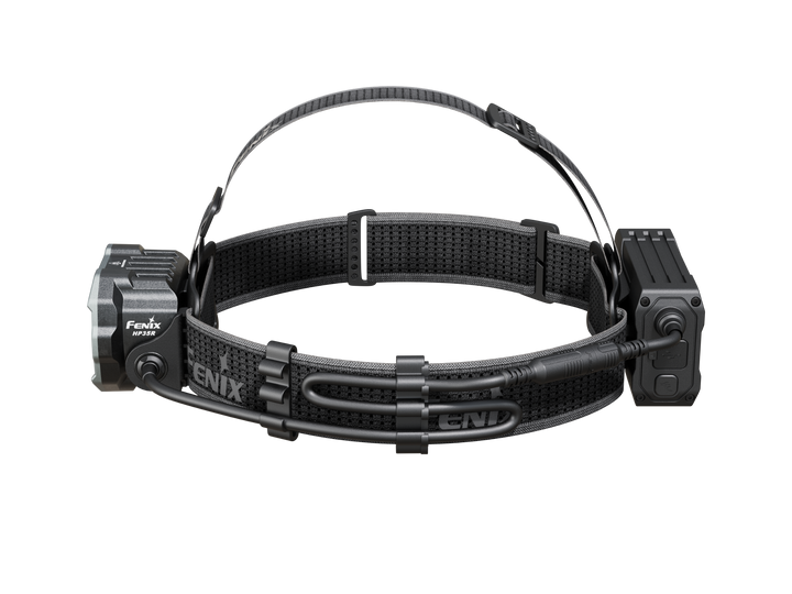 Fenix HP35R search and rescue headlamp as viewed from the right side