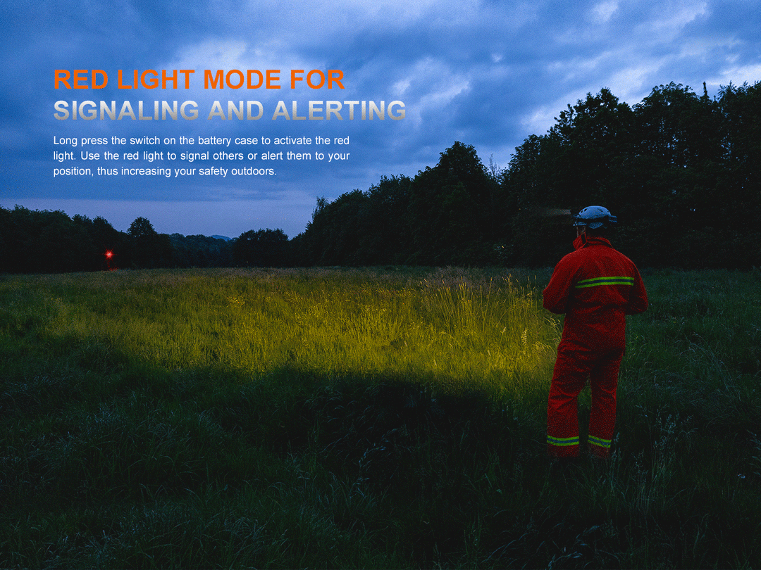 A GIF showing the signaling feature of the Fenix HP35R search and rescue headlamp 