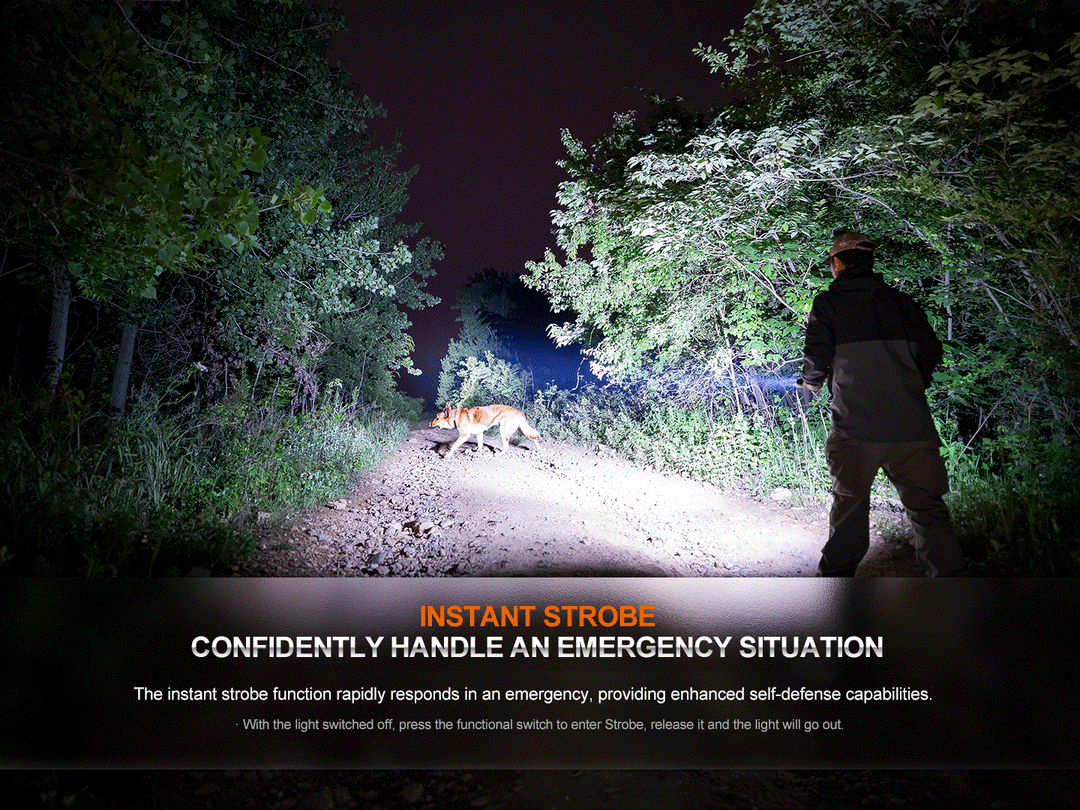 Fenix HT32 hunting flashlight strobe feature used to scare away wildlife