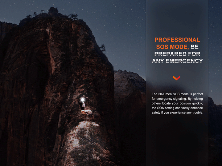 A GIF showing the SOS mode of the Fenix LD30R lightweight flashlight 