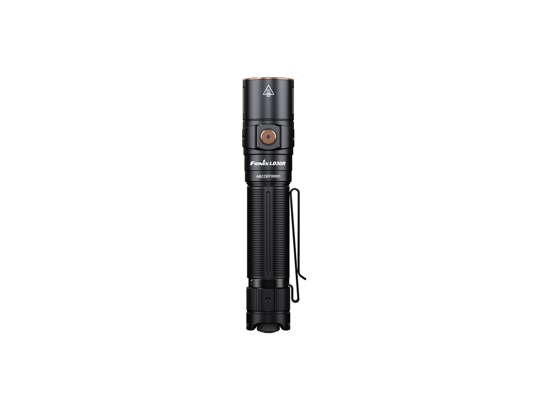 Fenix LD30R lightweight flashlight viewed from the top