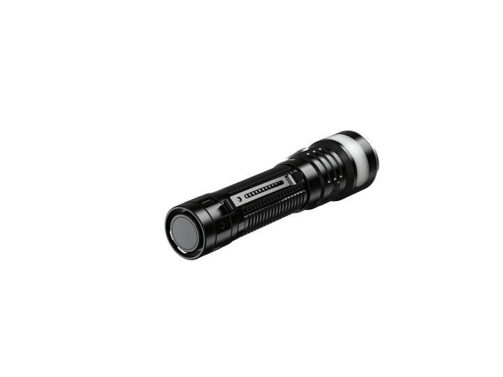 Black Fenix LD35R Flashlight on a black background