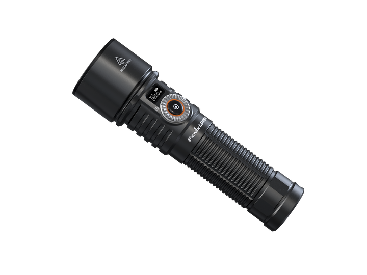 Fenix LD45R Digital Focus Flashlight viewed from a top left angle
