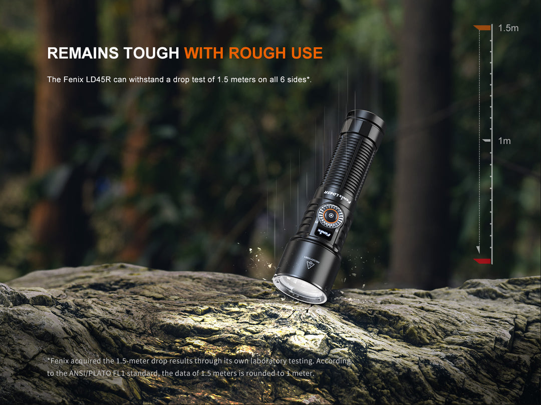Fenix LD45R Digital Focus Flashlight dropped on stone