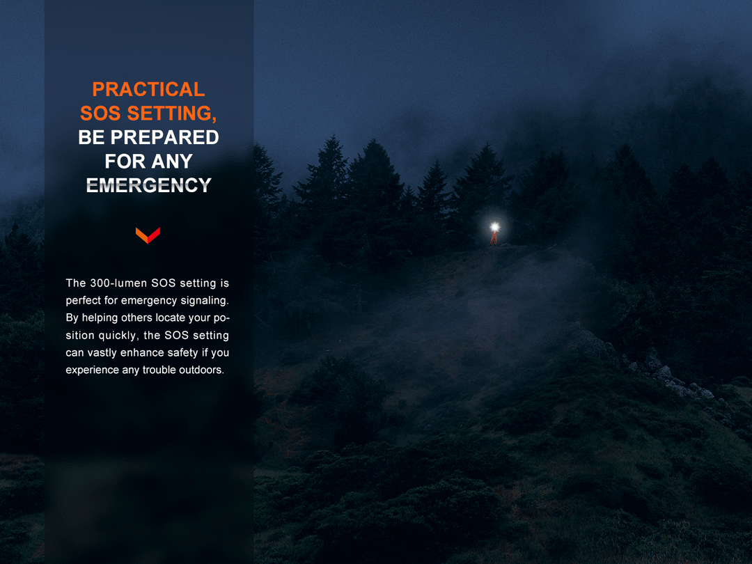 A GIF showing the SOS feature of the Fenix LR60R Rotary Switch Searchlight 