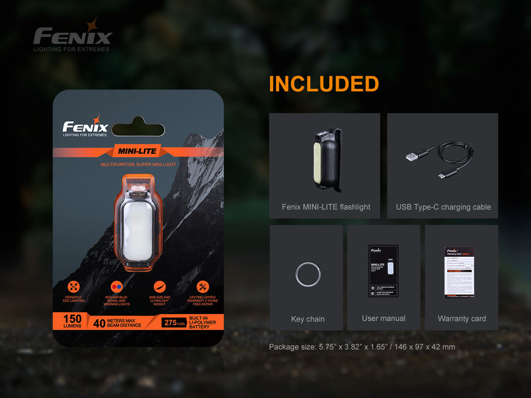 Fenix Mini-Lite in packaging with included accessories