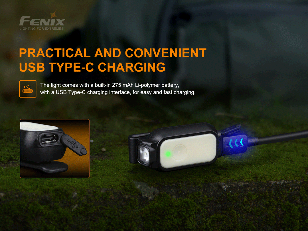 Fenix Mini-Lite charged via USB-C cable