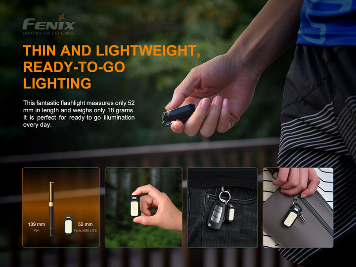 Several photos showing the Fenix Mini-Lite used in several scenarios