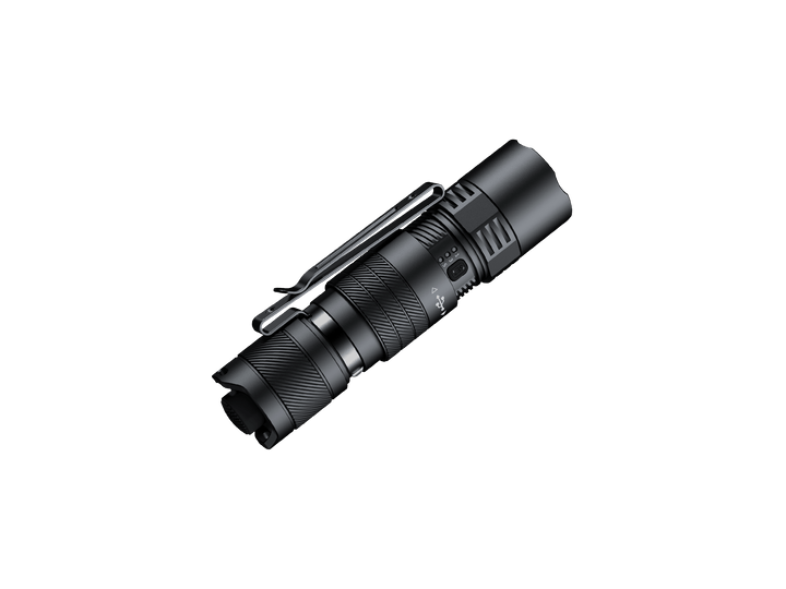 Black Fenix PD26R ACE Customizable Compact Flashlight on a black background