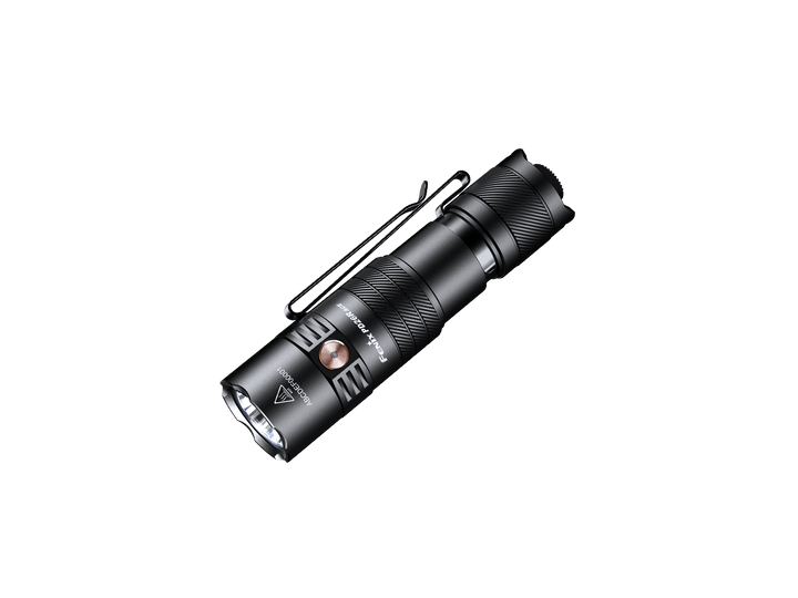 Black Fenix PD26R ACE Compact Customizable Flashlight on a black background