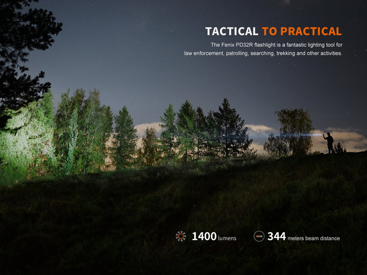 Fenix PD32R Flashlight used in the woods