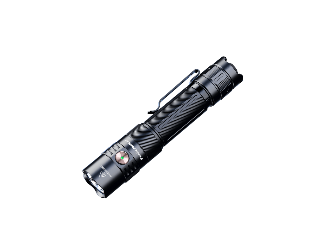 Black Fenix PD35R ACE Customizable Flashlight on a black background