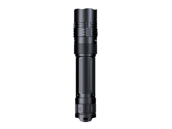 Black Fenix PD36R ACE flashlight on a white background