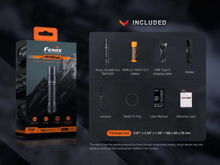 Fenix PD36R Pro 2800 Lumen Flashlight + E03R V2 Bundle -- OPEN BOX