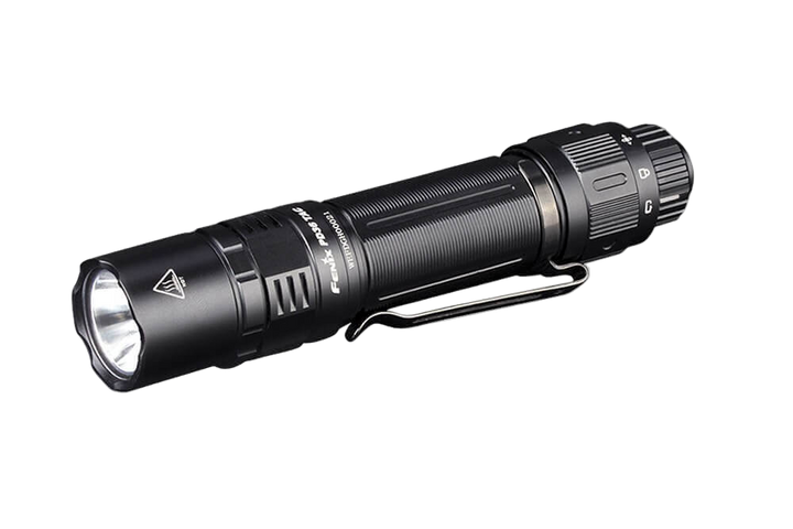 Black Fenix PD36 TAC Tactical Flashlight on a white background