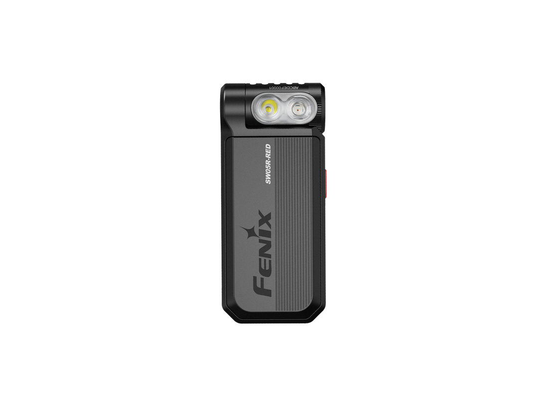 Fenix SW05R Red Clip Light flat face view