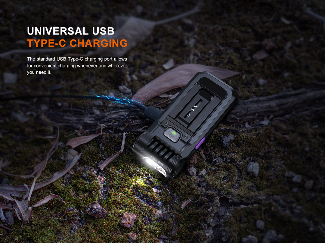 Fenix SW05R UV Clip Light plugged in and charging