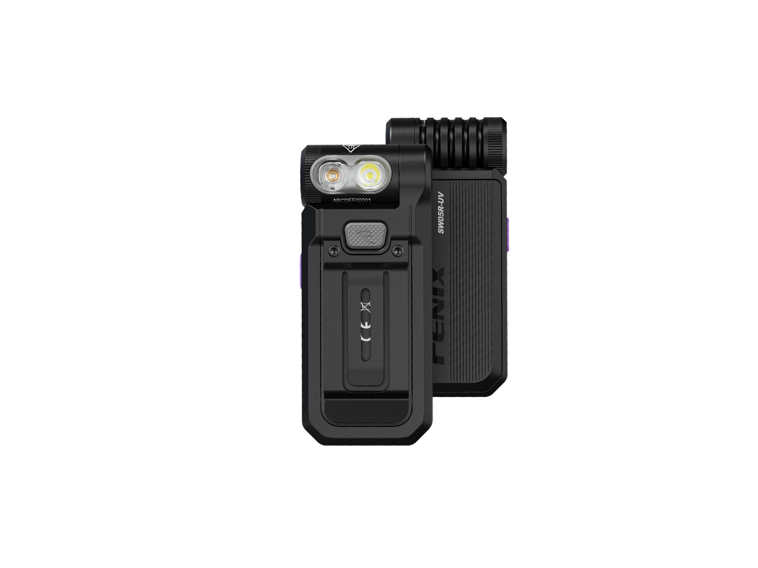 Fenix SW05R UV Clip Light from two angles