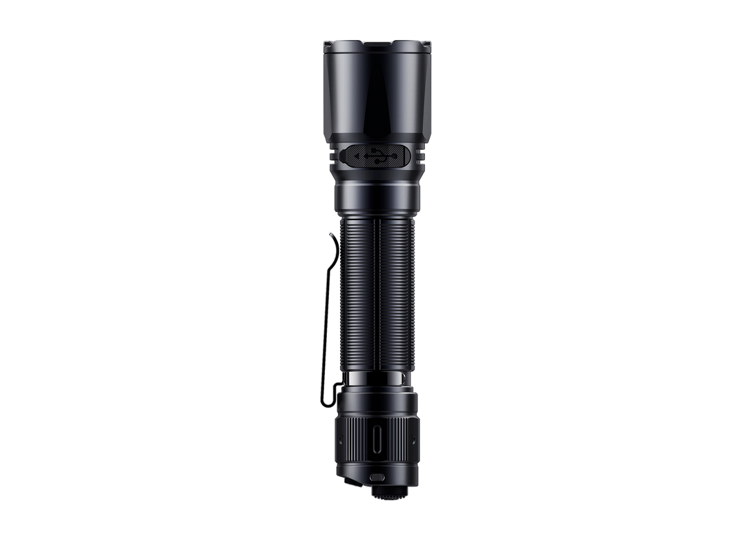 Fenix TK11R compact tactical flashlight viewed from below