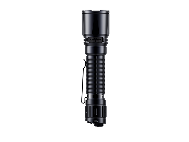 Fenix TK11R compact tactical flashlight viewed from below