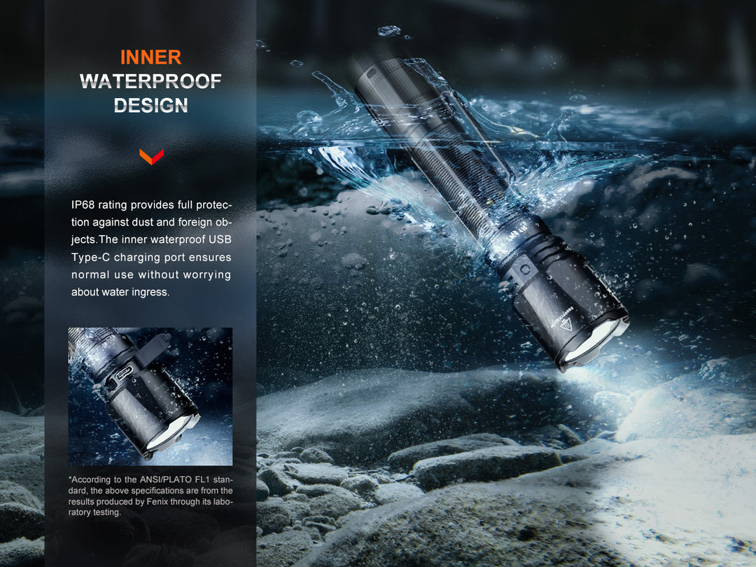 Fenix TK11R compact tactical flashlight under water